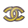 Chanel Handwritten Coco Mark D23 a Yellow Pink Jewelry Accessories Brooch