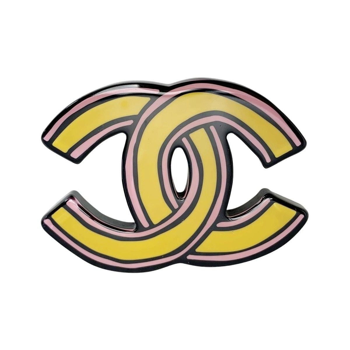 Chanel Handwritten Coco Mark D23 a Yellow Pink Jewelry Accessories Brooch