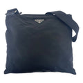 Prada Tessuto Triangle Logo Plate Black Silver Hardware Nylon Shoulder Bag