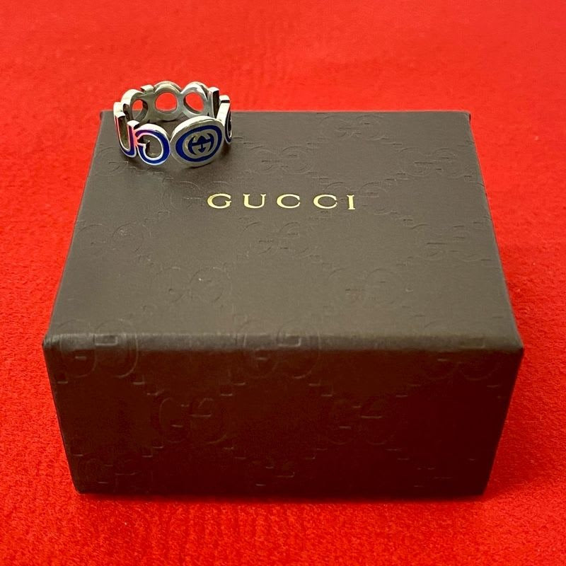 Gucci Interlocking G Enamel Ring Silver 925 No 24 Accessory — view 3