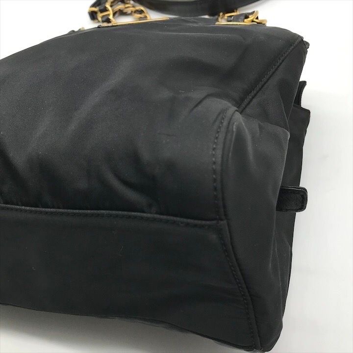 Prada Nylon Tessuto Chain Shoulder Bag Black — view 7