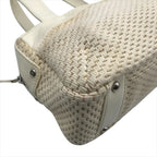 Chanel Lambskin Leather Knit Hand Ivory Shoulder Bag — view 5
