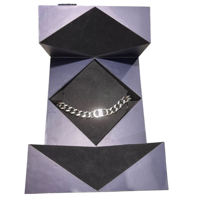 Christian Dior CD Icon Chain Link Necklace Silver — view 3