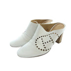 Hermes Evelyne Mules Sandals H Perforated Logo Leather 35.5