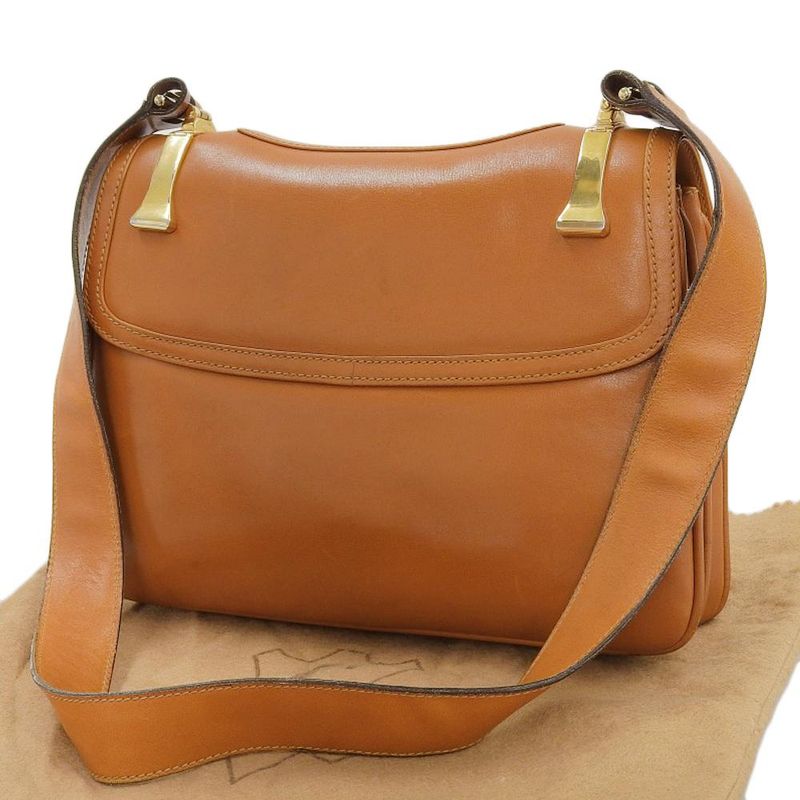 Gucci 60 S Vintage Archive Box Calf Leather Shoulder Body Bag Camel — view 2