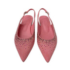 Hermes Flat Shoes Suede Pink Ring Back Rhinestone — view 2