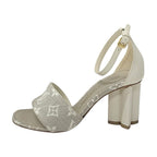 Louis Vuitton Silhouette Line Monogram Sandals Shoes Canvas Leather Light Gray — view 3
