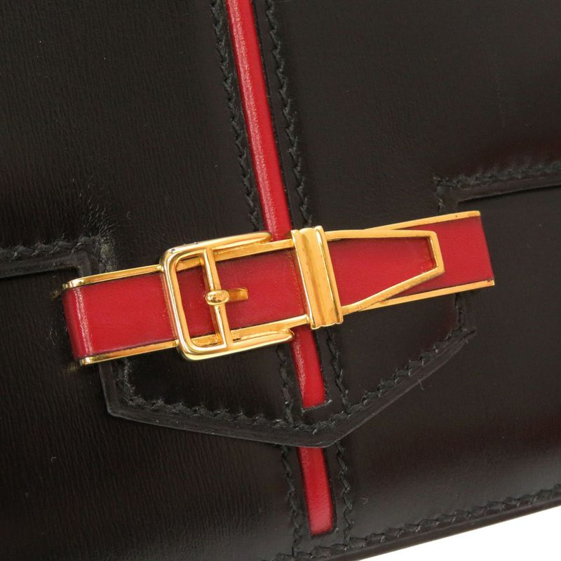 Hermes Ettrivert Box Calf Black Gold Hardware 00 Vintage Clutch Bag — view 6