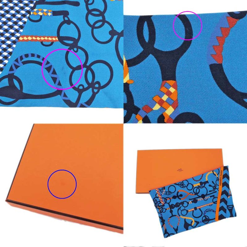 Hermes Maxi Twill Molle Etres Blue Orange Yellow Silk Scarf — view 9
