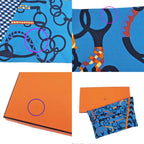Hermes Maxi Twill Molle Etres Blue Orange Yellow Silk Scarf — view 9