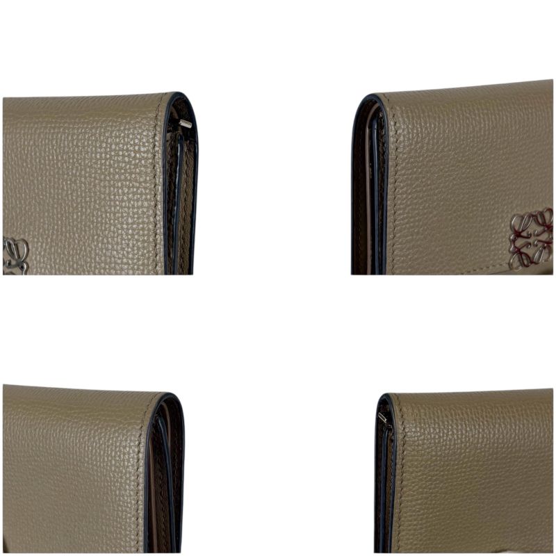 Loewe Anagram Trifold Wallet Pebble Grain Calf Sand Beige — view 4