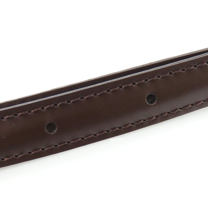 Louis Vuitton Shoulder Strap Leather Brown Adjustable Matte Silver Hardware — view 5