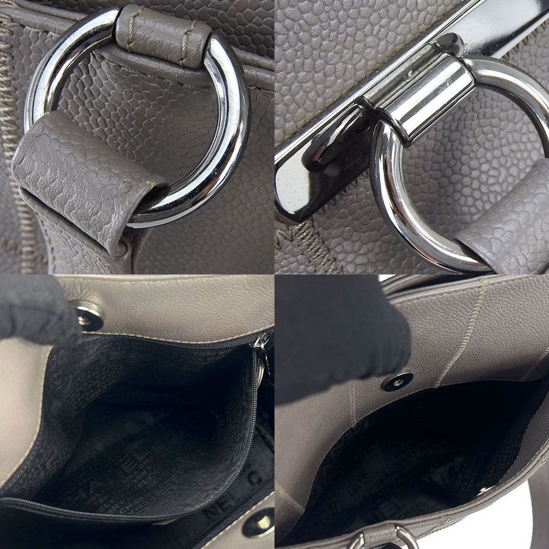 Chanel Tote Bag Chocobar 9 th Soft Caviar Leather Greyish Silver Hardware — view 7