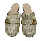 Gucci Double G GG Marmont Sandals Mules Slippers Shoes Fringe Leather — view 2