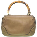 Gucci New Bamboo Shoulder Handbag Leather With Gold Strap 0020 — view 3