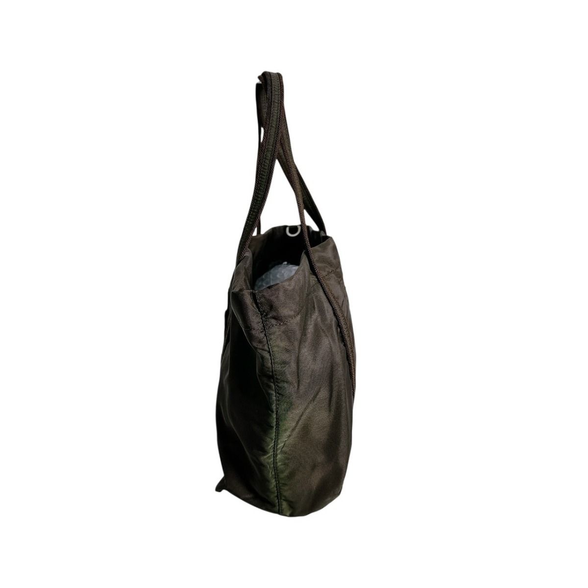 Prada Br0977 Logo Embroidered Tote Khaki — view 5