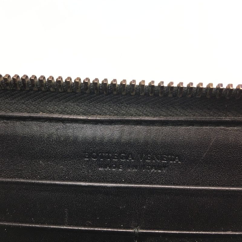 Bottega Veneta Long Wallet Intrecciato Round Zipper Black — view 6