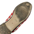 Gucci Prince Town Flat Shoes Fabric Red White Gold Mule Slipper Sandals Check — view 8