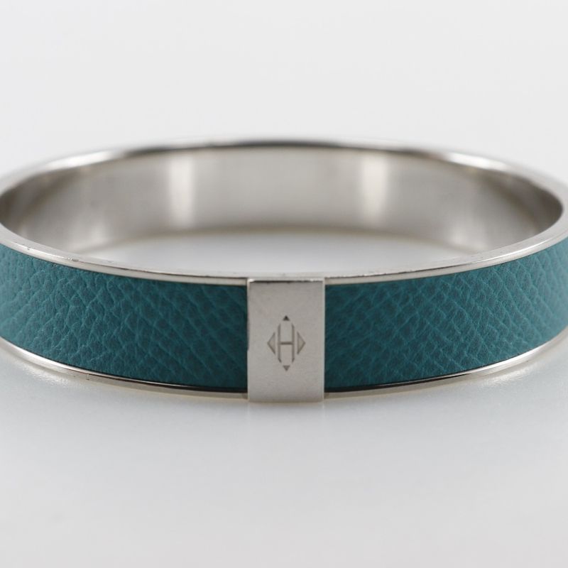 Hermes Kawaii Metal And Vaux Epson Blue Paon Silver 27.3 g Bangle — view 6