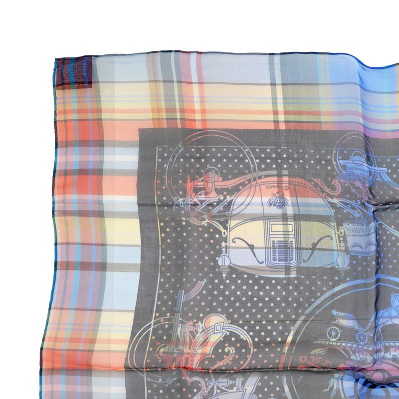 Hermes Carre 55 Scarf Madras Exlibris Bandana Silk Multicolor Accessory — view 3