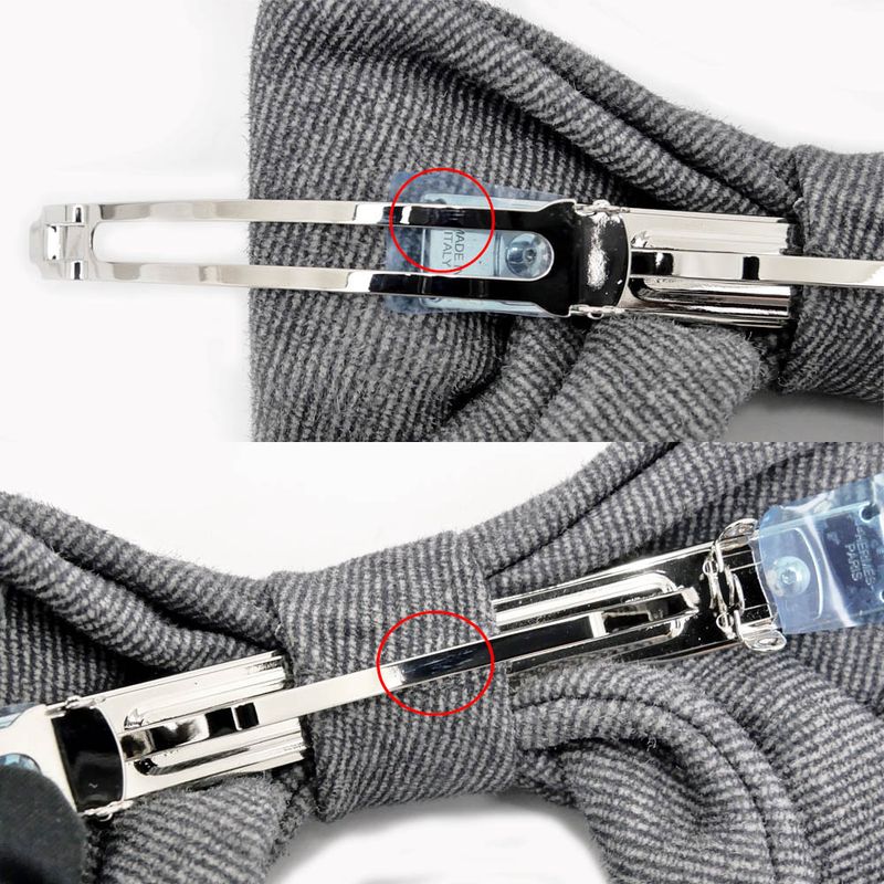 Hermes Barrette Karma Twill Noir Black Gray Silver Hardware Hair — view 6