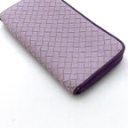 Bottega Veneta L Shaped Zipper Long Wallet In Purple Intrecciato — view 5