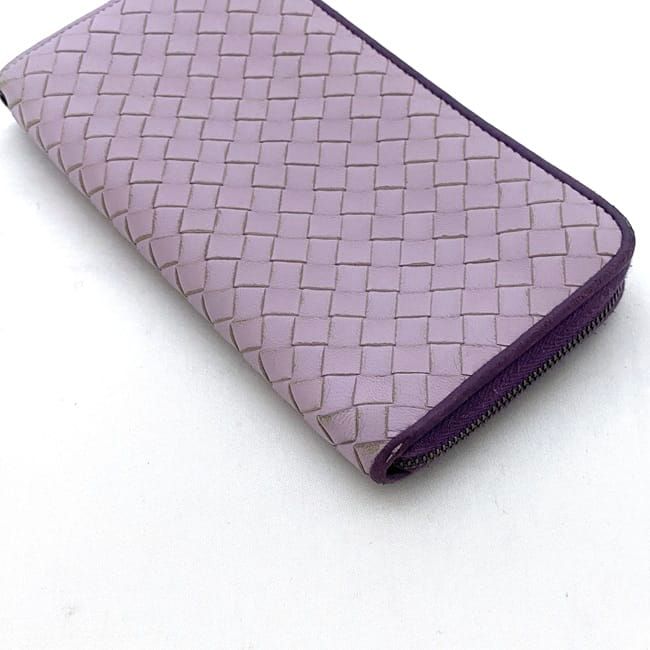 Bottega Veneta L Shaped Zipper Long Wallet In Purple Intrecciato — view 5