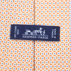 Hermes T 100% Silk All-over Pattern Necktie Orange Blue — view 6