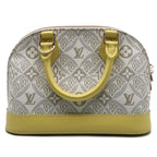 Louis Vuitton Alma BB Canvas Leather Light Gray Yellow Handbag — view 3