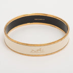 Hermes Emile GM Bangle Logo Horse Cart GP Enamel Gold Cream Austria — view 3