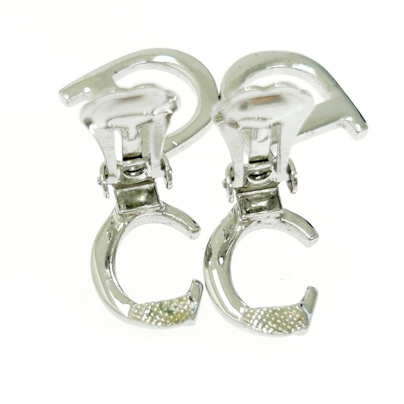 Christian Dior CD Logo Swing Earrings Silver — view 9