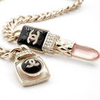 Chanel Choker Gold Black Pink Coco Mark Lip Rhinestone Chain — view 7