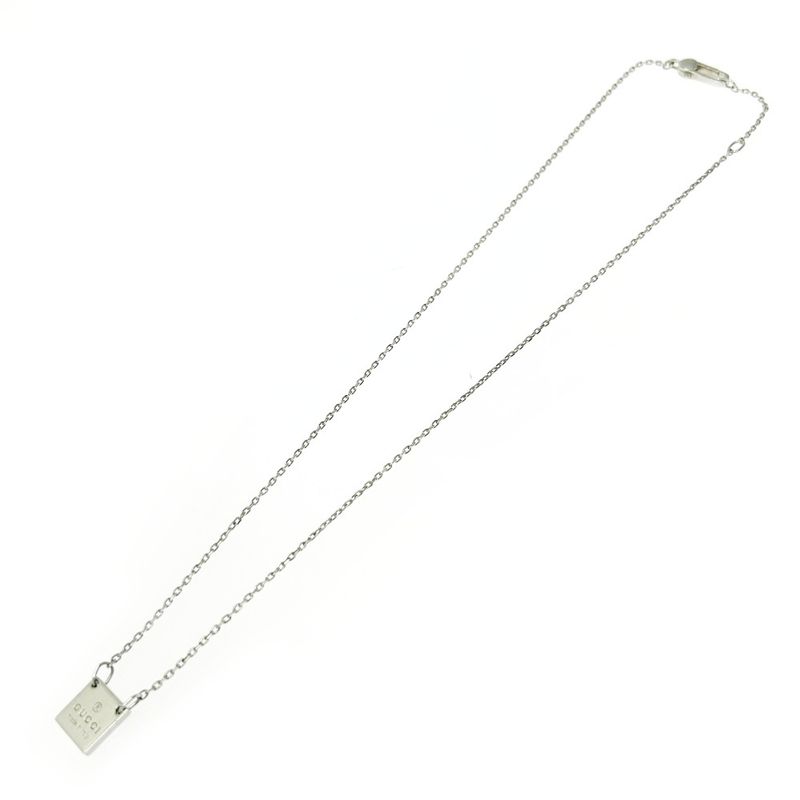 Gucci Silver Logo Square Plate Necklace 6.0 g 925 Engraved — view 4