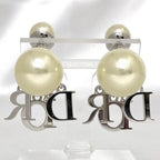 Christian Dior Earrings Logo Silver Pearl White — view 4