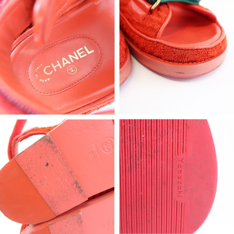 Chanel Sports Sandals Red Multicolor 36 Leather CC — view 8