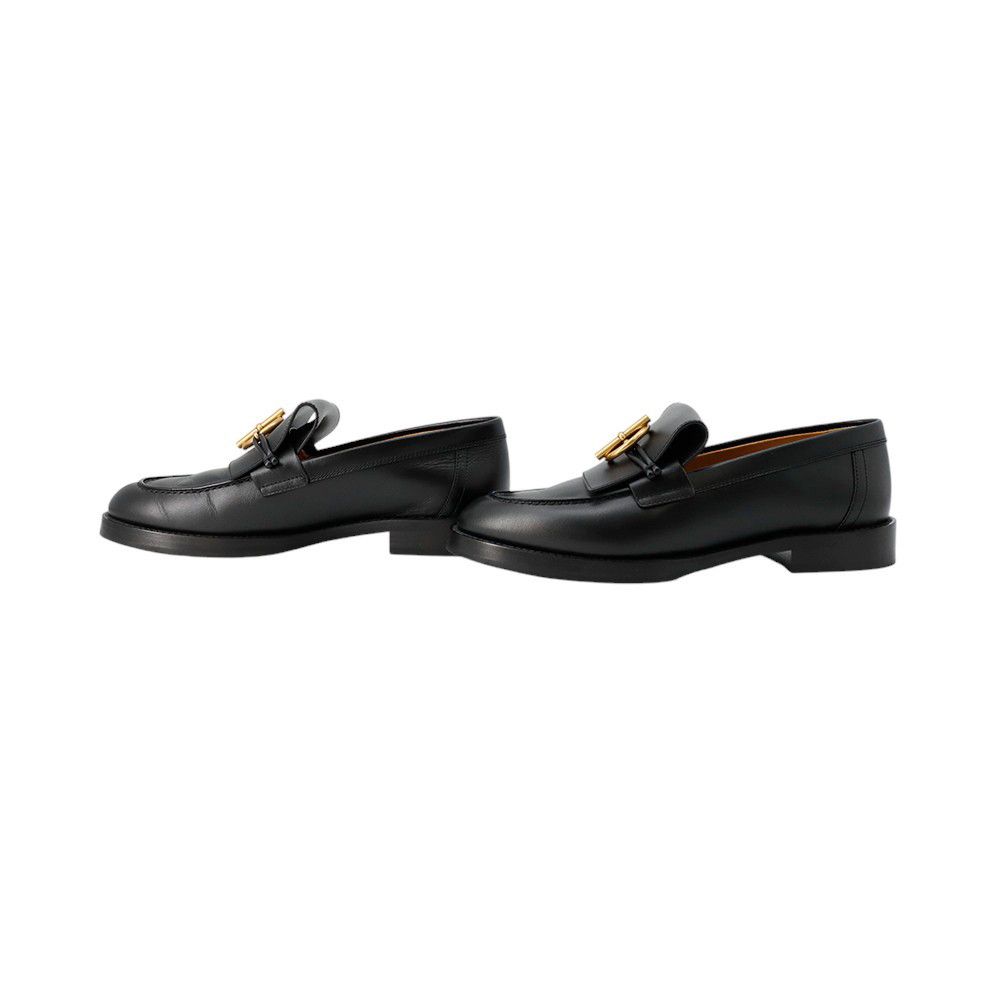 Hermes Moccasins Impact Calf Leather 36.5 Shoes Black — view 2