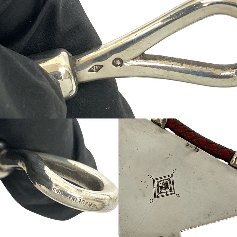 Hermes Touareg Necklace Leather Silver 925 Pendant Choker Red — view 3
