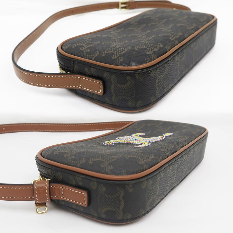Celine Mini Camera Triomphe Shoulder Bag Pouch Brown Multicolor — view 5
