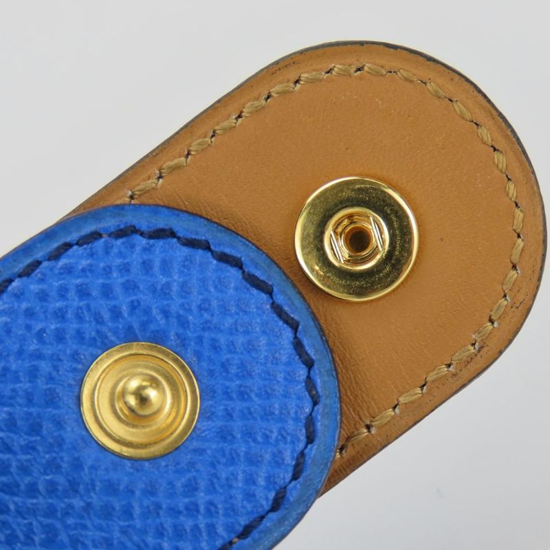 Hermes Bracelet Medor Leather Metal Blue Gold Hardware Accessories Small — view 8