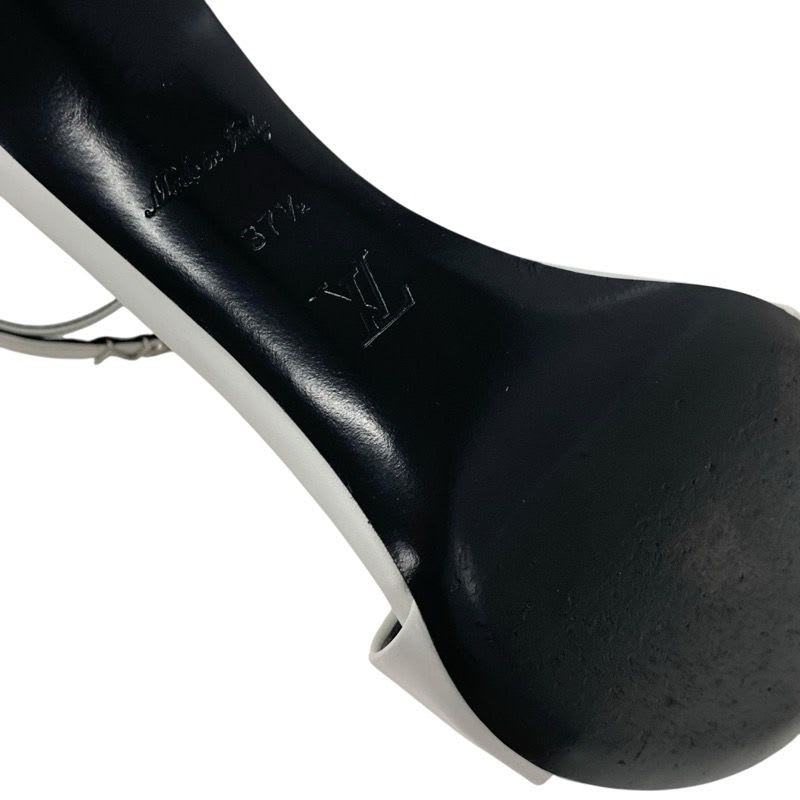 Louis Vuitton Sandals Shoes Leather White Silver Logo Strap — view 8