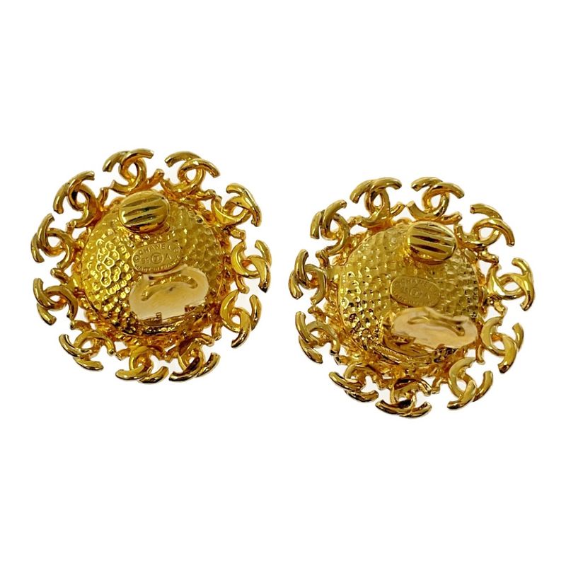 Chanel GP Faux Pearl 95 a Coco Mark Earrings Gold — view 7