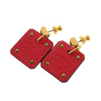 Hermes As De Coeur Vorsoft Metal Gold Red Engraved Y Earrings 1380 — view 4