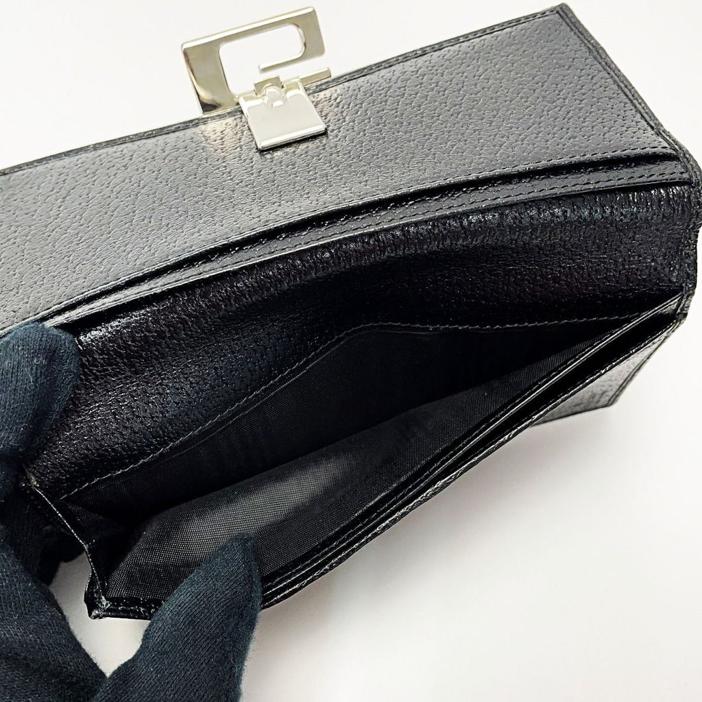 Gucci Bifold Long Wallet 035 1408 2097 Black Pigskin Leather Silver — view 5