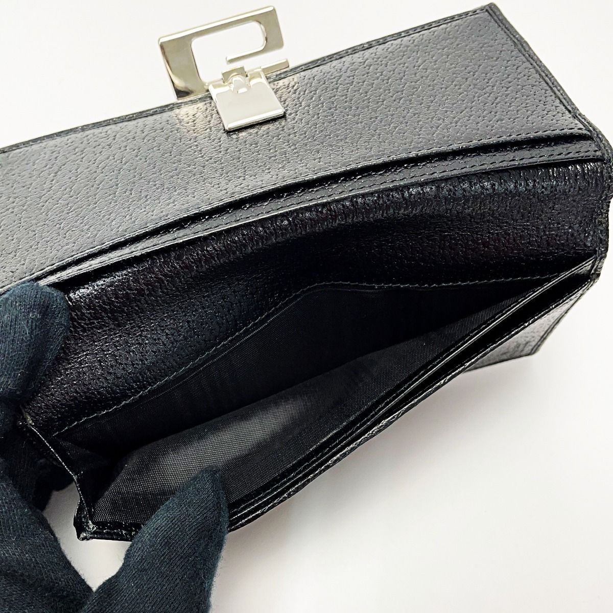 Gucci Bifold Long Wallet 035 1408 2097 Black Pigskin Leather Silver — view 5