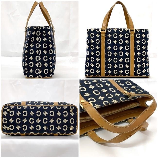 Celine Handbag Navy Blue Beige White C Macadam — view 3