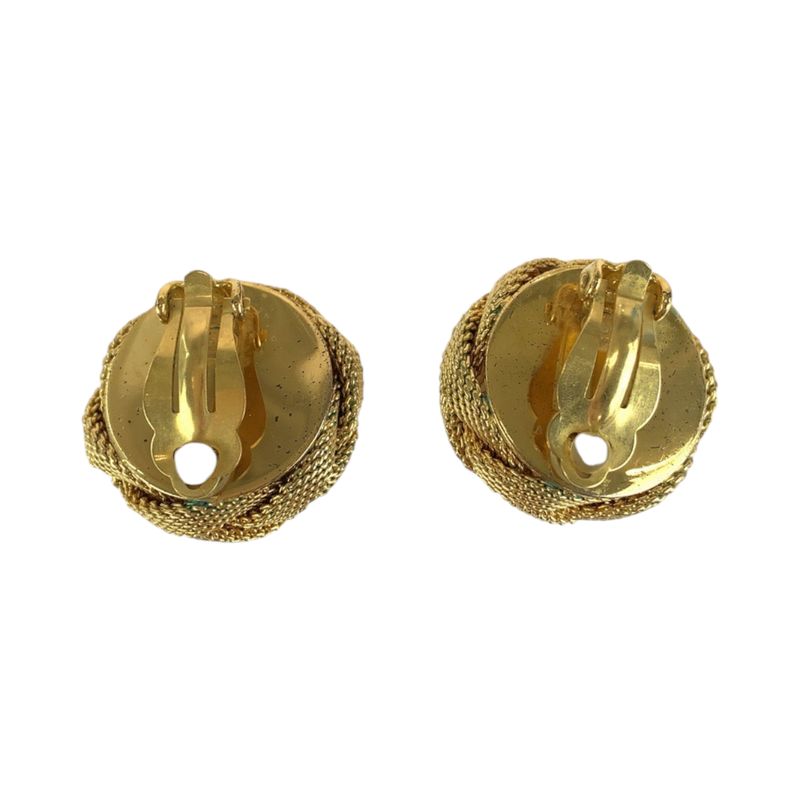 Chanel Pearl Coco Mark Gold White Metal Earrings 97 — view 3