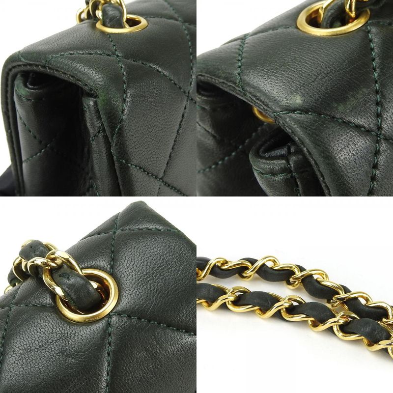 Chanel Shoulder Bag Mini Quilted Lambskin Olive Green Gold Hardware 1 st — view 6