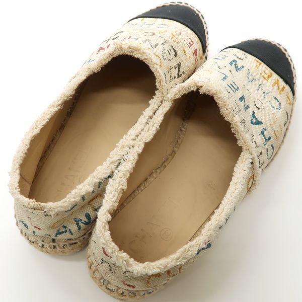 Chanel Espadrilles Linen 39 Hemp Logo Slip-on Flat Shoes — view 4