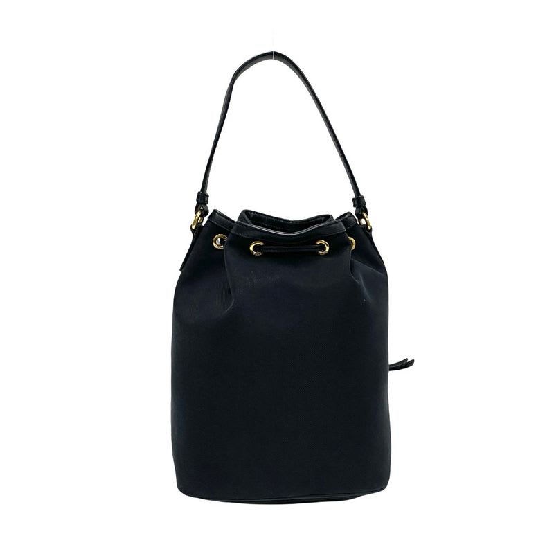Prada Duet Logo Leather Canvas 2-Way Mini Shoulder Bag Handbag