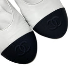 Chanel Flat Shoes Leather Fabric White Black Mary Jane Coco Mark Ballet — view 9